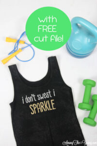 The Best DIY workout tank featured by top Utah Lifestyle blog, Among the Young: image of I don’t sweat I sparkle tank and cut file