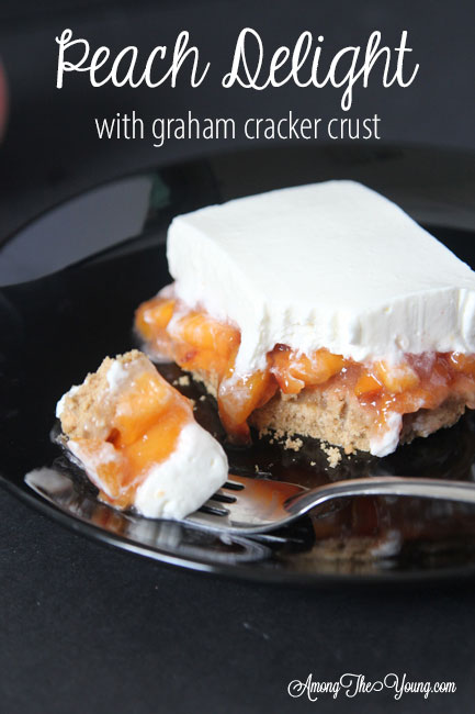 The best fall peach dessert featured by top Utah Lifestyle blog Among the Young: image of Peach delight bite PIN