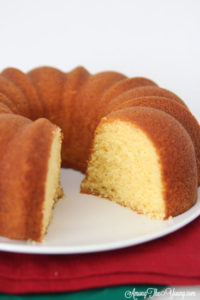 The Best Egg Nog Pound Cake featured by top Utah Foodie blog, Among the Young: image of bundt cake cut open