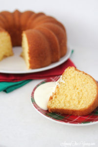 The Best Egg Nog Pound Cake featured by top Utah Foodie blog, Among the Young: image of egg nog cake slice