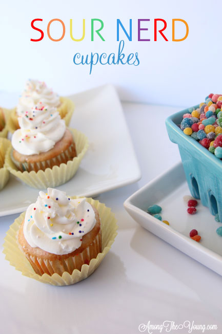 Sour Nerd Cupcakes Recipe featured by top US food blog, Among the Young