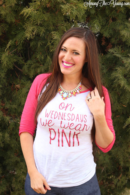 On Wednesdays We Wear Pink DIY Graphic Tee, a tutorial featured by top US life and style blog, Among the Young