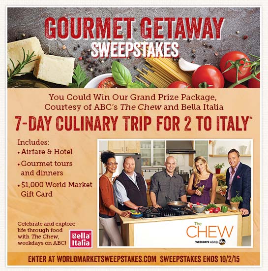 World Market Gourmet Getaway Sweepstakes