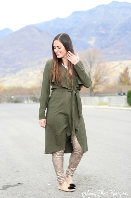 olive green duster jacket