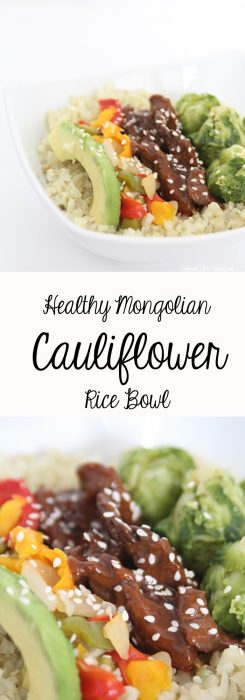 Healthy Mongolian Cauliflower Rice Bowl recipe featured by top US food blog, Among the Young