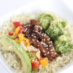 Healthy Mongolian Cauliflower Rice Bowl recipe featured by top US food blog, Among the Young