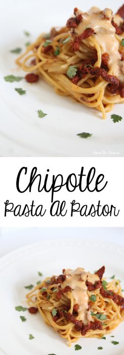 Chipotle Pasta Al Pastor Recipe featured by top US food blog, Among the Young