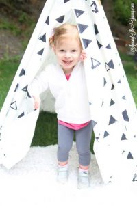 Hike with Toddler playing in a tee pee