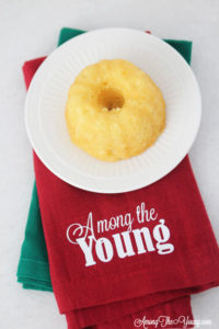 The Best Egg Nog cake recipe featured by top Utah Foodie blog, Among the Young: image of egg nog mini bundt and napkin