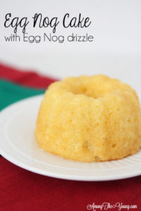 The Best Egg Nog cake recipe featured by top Utah Foodie blog, Among the Young: image of Egg Nog bundt and red napkin
