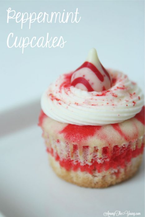 The Best Peppermint Cupcakes Recipe featured by top US food blog, Among the Young