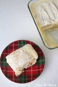 The Best Egg Nog Tiramisu featured by top Utah Foodie blog, Among the Young: image of slice of tiramisu from above