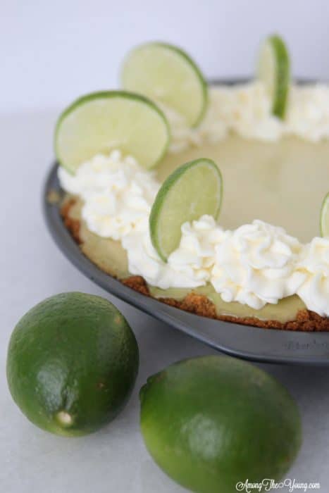 The Best Key Lime Pie featured by top Utah Foodie blog, Among the Young | Summer Dessert Ideas: Easy Key Lime Pie Recipe by popular Utah food blog, Among the Young: image of a Key Lime Pie.
