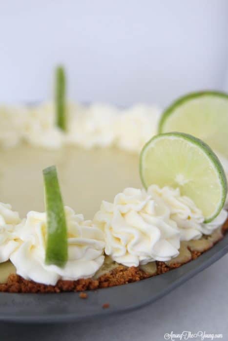 The Best Key Lime Pie featured by top Utah Foodie blog, Among the Young | Summer Dessert Ideas: Easy Key Lime Pie Recipe by popular Utah food blog, Among the Young: image of a Key Lime Pie.