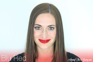 Red Lipsense worn by top Utah blogger, Among the Young: image of blu red lipsense