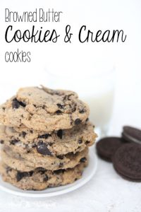 Browned Butter Cookies and Cream Cookies featured by top Utah Foodie blog, Among the Young: short PIN of Cookies