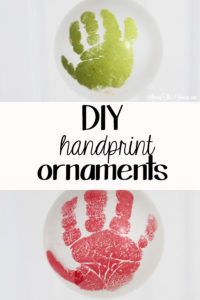 The cutest DIY handprint ornament featured by top Utah craft blog, Among the Young: image of old and young handprint PIN