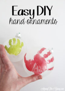 The cutest DIY handprint ornament featured by top Utah craft blog, Among the Young: image of young and old ornament PIN