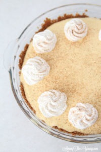 The Best Egg Nog Pie recipe featured by top Utah Foodie blog, Among the Young: image of Egg Nog Pie from above close up