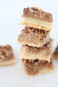 The Best Almond Roca Cookie bars featured by top Utah Foodie blog, Among the Young: image Homemade Almond Roca Cookie Bar stacked