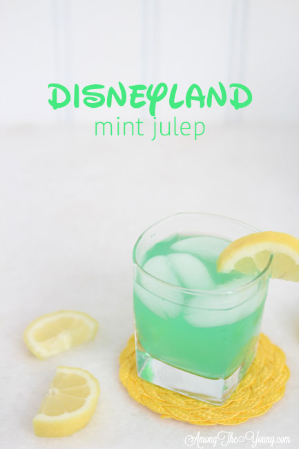 alt="The best Disneyland Mint Julep copycat recipe featured by top Utah Foodie blog, Among the Young: image of one Mint Julep PIN | Disneyland Mint Julep Recipe by popular Utah food blog, Among the Young: Pinterest image of a Disneyland mint julep. 