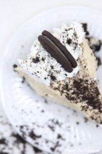 The Best easy Peanut Butter Pie recipe by top Utah Foodie blog, Among the Young: image of peanut butter pie slice from above
