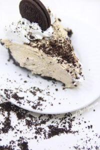 The Best easy Peanut Butter Pie recipe by top Utah Foodie blog, Among the Young: image of slice of pie
