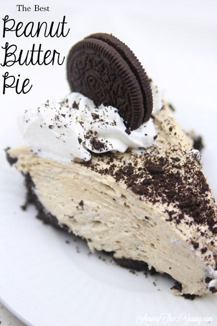 The Best easy Peanut Butter Pie by top Utah Foodie blog, Among the Young: PIN of peanut butter pie | Easy Peanut Butter Pie Recipe by popular Utah food blog, Among the Young: Pinterest image of peanut butter pie. 