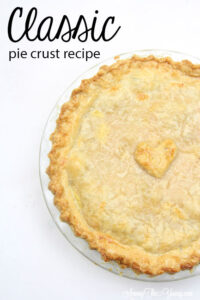 Classic pie crust recipe by top Utah Foodie Among the Young: image of cooked pie PIN
