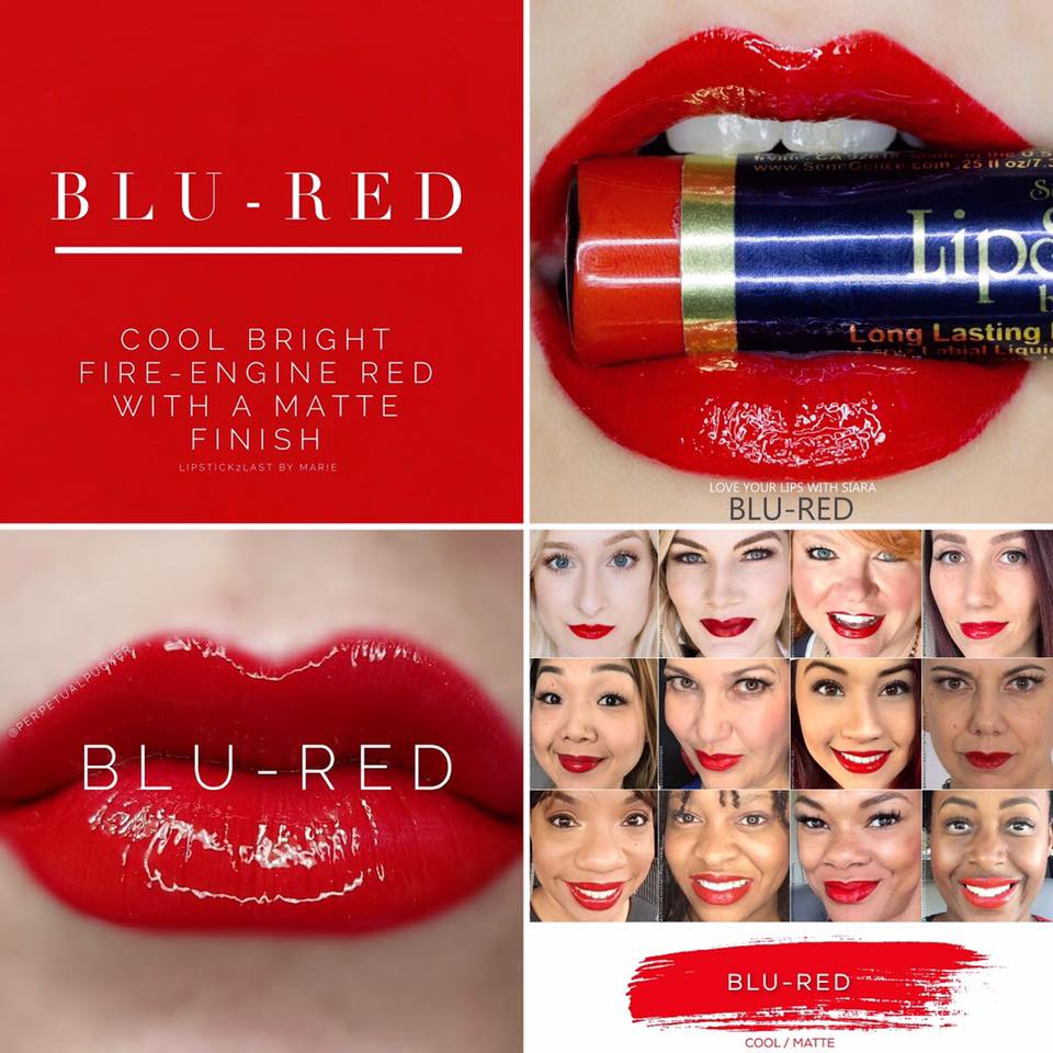 Red Lipsense : image of Blu Red |Red Lipsense by popular Utah lifestyle blog, Among the Young: collage image of Lipsense Blu-Red and women wearing Lipsense Blu-Red. 