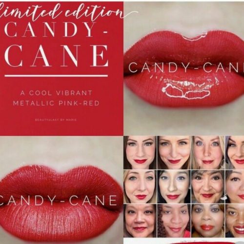 Red Lipsense : image of Candy Cane Red |Red Lipsense by popular Utah lifestyle blog, Among the Young: collage image of Lipsense Candy Cane and women wearing Lipsense Candy Cane.