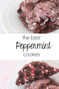 The dark chocolate peppermint cookies recipe featured by top Utah Foodie Among the Young: image of large PIN