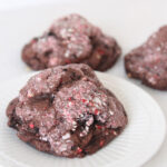 The dark chocolate peppermint cookies recipe featured by top Utah Foodie Among the Young: image of close up cookie