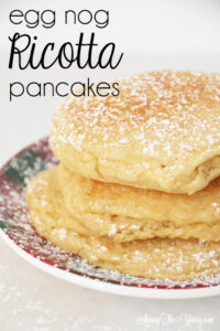 The best ricotta pancakes recipe featured by top Utah Foodie Among the Young: image of pancakes stacked pin