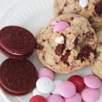 The Best Valentines Cookie featured by top Utah Foodie blog Among the Young: image of cookies, oreos, and M&Ms on a plate