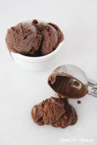 The Best Chocolate ice cream featured by top Utah Foodie blog Among the Young: image of scoop of ice cream