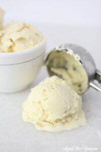The Best vanilla bean ice cream featured by top Utah Foodie blog Among the Young: image of vanilla bean scoop mess