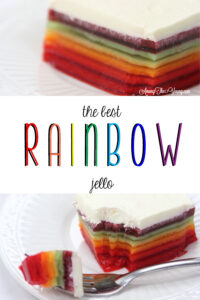 The best rainbow Jello featured by top Utah Foodie blog Among the Young: image of double pin