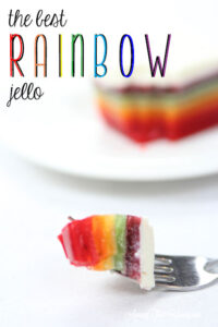 The best rainbow Jello featured by top Utah Foodie blog Among the Young: image of bite PIN