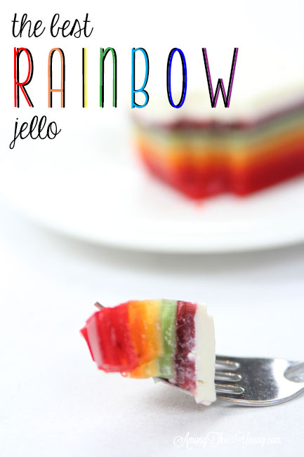 The best rainbow Jello featured by top Utah Foodie blogger, Among the Young