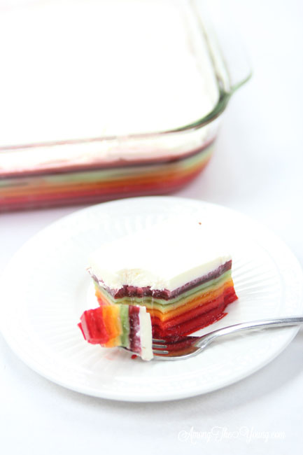 The best rainbow Jello featured by top Utah Foodie blogger, Among the Young