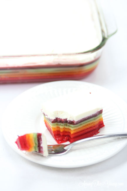 The best rainbow Jello featured by top Utah Foodie blogger, Among the Young