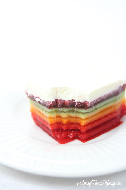 The best rainbow Jello featured by top Utah Foodie blogger, Among the Young