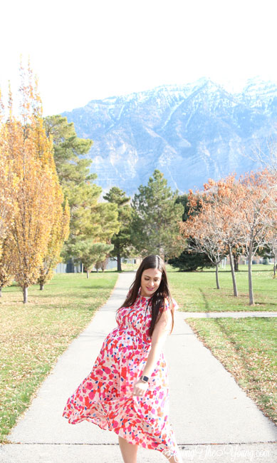 The best Non-Maternity dresses featured by top Utah fashion blog Among the Young: image of Clad and Cloth Van Gogh dress