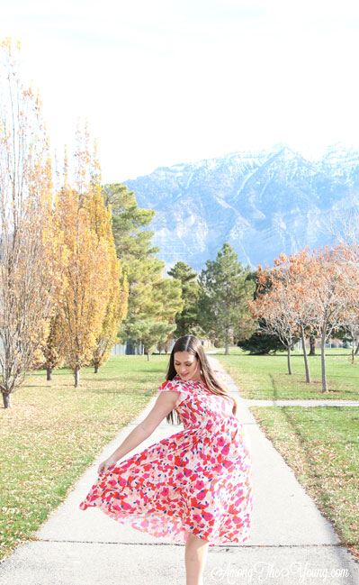 The best Non-Maternity dresses featured by top Utah fashion blog Among the Young: image of Clad and Cloth Van Gogh dress