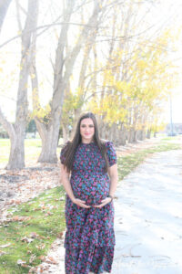 The best Non-Maternity dresses featured by top Utah fashion blog Among the Young: image of clad and cloth floral dress from the front